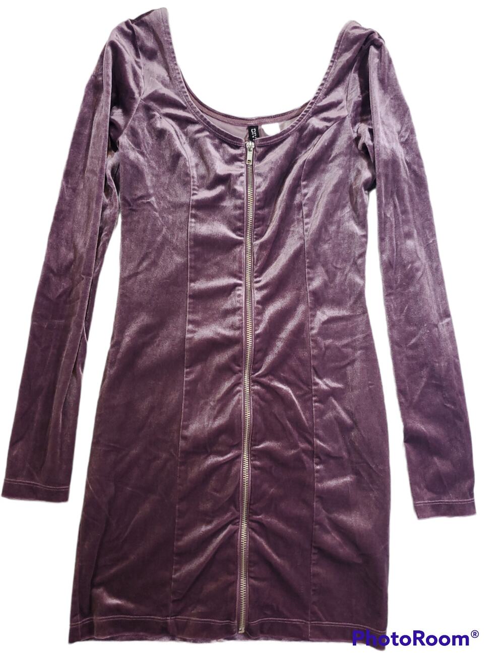 Divided | Purple Velvet Mini, Zipper Dress | Size 4